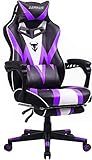 Purple Gaming Chair, Reclining Computer Chair with Footrest, High Back Gamer Chair with Massage,...