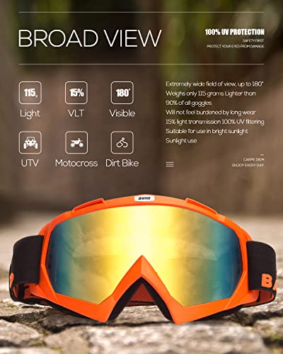 Image of BATFOX Dirt Bike ATV Goggles Motorcycle Gear Riding Motocross Dirtbike 4-Wheeler MX DH Accessories Goggles Glasses for Men Women Youth UV400 Protection Dust-proof Anti-Slip Strap