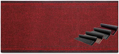 Tapis de Couloir et de Passage Malaga, Tapis résistant et antidérapant, Tapis Idéal pour Cuisine, Entrée, Bain, Largeur 66 cm, Plusieurs Couleurs et Dimensions (100cm, Rouge)