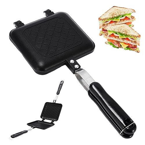 Peosaard Toasted Sandwich Maker Non-Stick Camping Toaster Quick Heating Toastie Maker Double Sided Sandwich Press with Non Slip Anti-Scald Handle for Bread Breakfast, Sandwich Press - Image 2