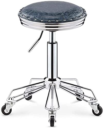 Tabouret pivotant à roulettes avec assise ronde et vérin hydraulique réglable