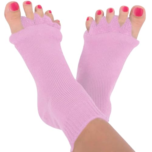 Image of Foot Alignment Socks|Cotton Finger Toe Separator|Easing Bunion Hammertoe And Arthritis Pain Relief|Improving Posture & Increasing Flexibility|Free Size For Office Yoga Men & Women (Baby Pink)