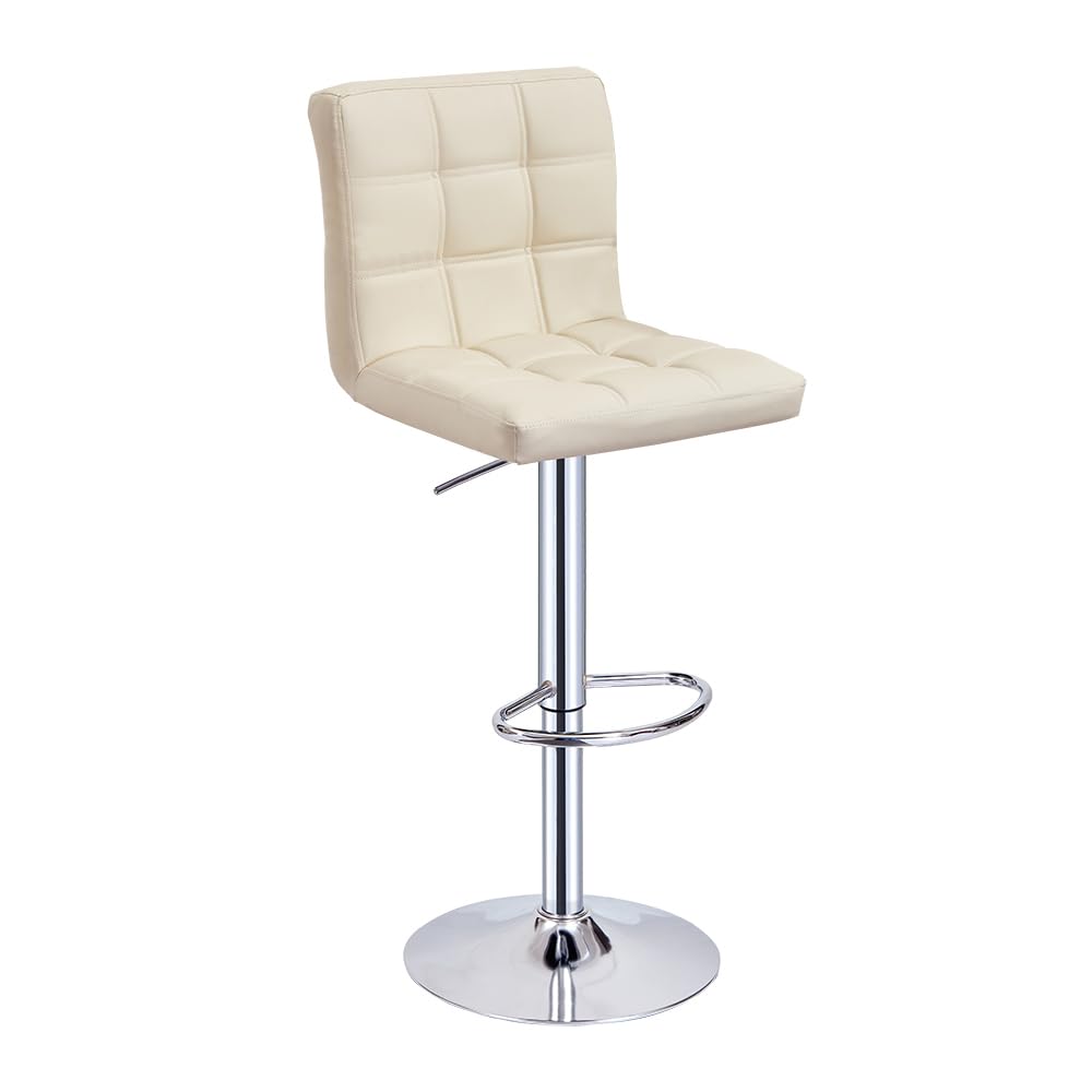 Panana Bar Stool Swivel Gas Lift kitchen Breakfast Bar Pub PU Leather Barstool Cafe Chair (Beige)