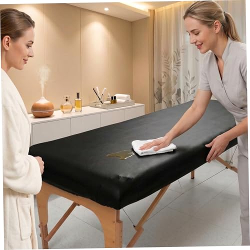 Funda impermeable para mesa de masaje elástica y lavable en cuero PU negro 7