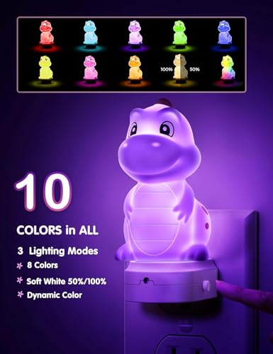 L LOHAS LED Plug in Night Light for Kids, 3D Cute Dinosaur Night Lights - image 3