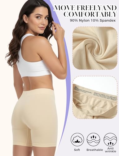 Image of ZENUTA Slip Shorts for Women Under Dresses, Seamless Anti Chafing Shorts Summer, Biker Shorts for Women (2pcs Nude,XXL)