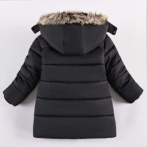 Boy's Winter Coat Kids Heavyweight Hooded Puffer Jacket Thicken Warm Long Parka with Faux Fur Collar Padded Down Coat3