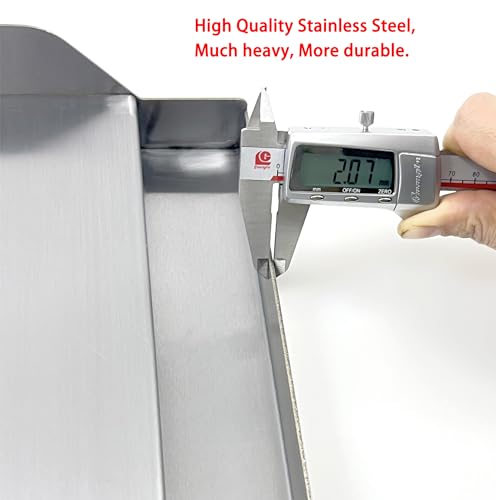 Direct Store Parts DS125 Stainless Steel BBQ Cooking Griddle, Universal Flat Top Griddle with 2 Handles for Most Gas Grills, W12.5\"×D16\"×H2.75\", Heavy Duty Stainless Steel Griddle 1PC, Small Size - Thumbnail 4