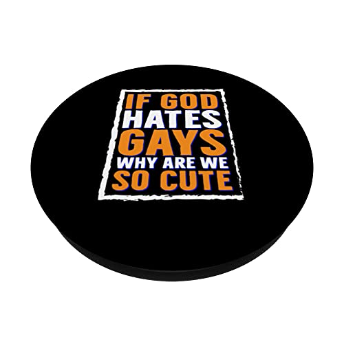 If God Hates Gays Why Are We So Cute Lesbian Trans LGBT PopSockets Swappable PopGrip, Black - Image 2