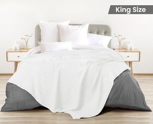 Image of Utopia Bedding 100% Cotton Waffle Weave Blanket King Size for Bed - Lightweight, Breathable Summer Blankets Soft and Cozy, Gifts for Women Home Room Decor (White, 90x108 Inch)