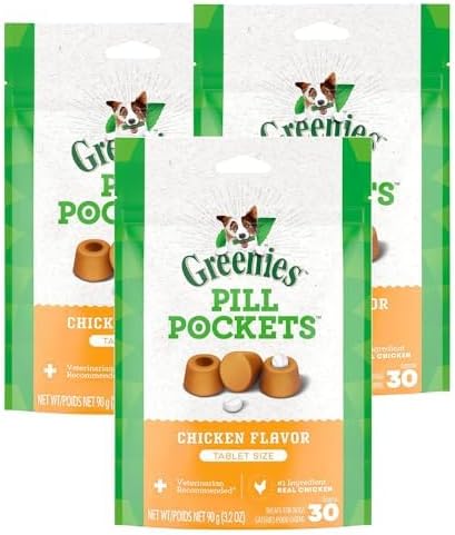 Greenies Bundle Pack Pill Pocket Tablet for Dogs (3 Pack) Flavored Dog Treats (90 Tablets) Bundle Dental Treats