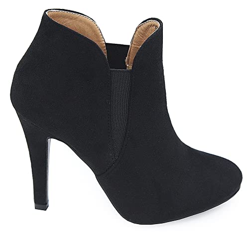 Bella Marie Kendall Women's Classic Chelsea style Round Toe Elastic Gore high heel Ankle Boots Booties3