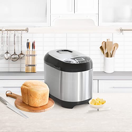 Brabantia BBEK1114 Panificadora - 19 programas - Temporizador de retardo de 15 horas - Función mantener caliente - 3 niveles de dorado - Apto para dietas y alergias - Acero inoxidable