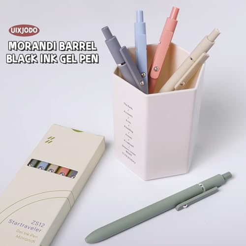 Image of UIXJODO Gel Pens, 5 Pcs 0.5mm Black Ink Pens Fine Point Smooth Writing Pens, High-End Series Pens for Journaling Note Taking, Cute Office School Supplies Gifts for Women Men (Morandi)