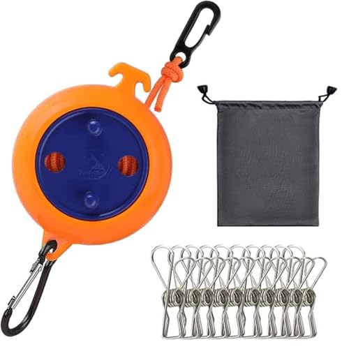 QeeHeng Corde à Linge rétractable pour Camping, Portable, pour l'extérieur, Corde à Linge de Voyage, 7,9 m avec...