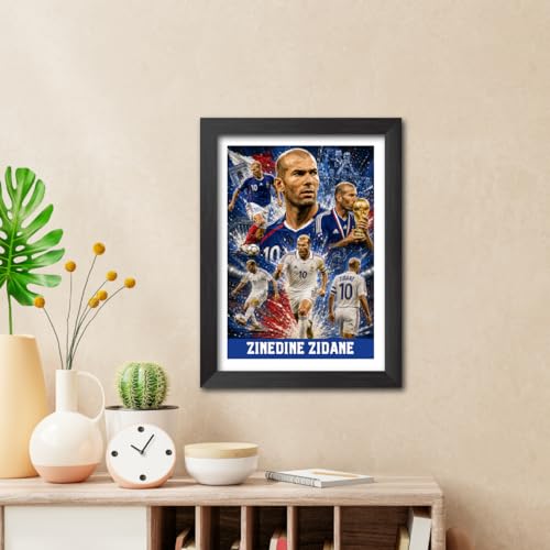 Image of TenorArts Zinedine Zidane France Poster Worldcup Themed Laminated Photo Frame Painting with Matt Finish Black Texture (12 inches x 9inches)