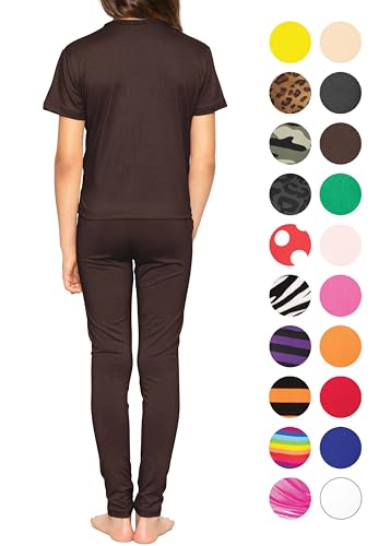 Image of STRETCH IS COMFORT Girls 2 Piece Hoodie Short Sleeve Long Sleeve Crew Neck Top and Leggings Set Kids Thermals Underwear Set