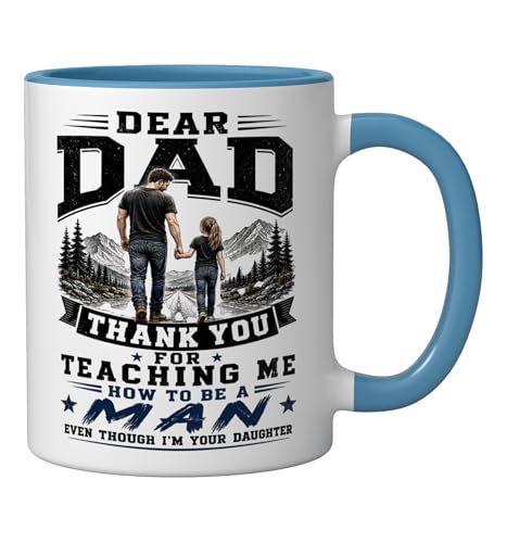 Taza de cerámica divertida para papá, azul y blanca miniatura 2