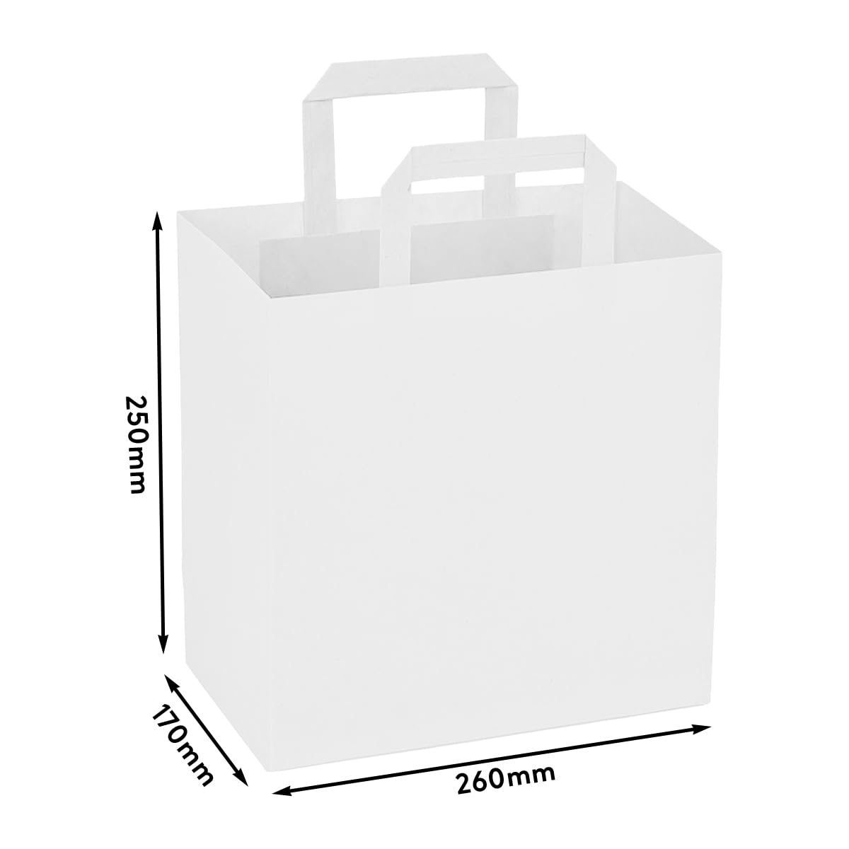 verpacking bolsas de papel kraft con asas 25 x 26 x 17 cm Blanco [tamaño y color a elegir] regalo compras biodegradables comercio 250 unidades