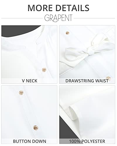 Grapent Women's Blouse For Women Work Casual Blouses & Button-Down Shirts White Blouse For Women Plus Size White Plus Size Blouse Blouses For Women Business Color Brilliant White Size 16 Size 18 #TOP5