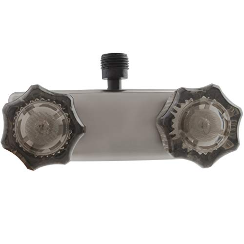 Image of Dura Faucet DF-SA100S-SN RV /Motorhome /Trailer Shower Faucet Valve Diverter with Smoked Acrylic Knobs (Brushed Satin Nickel)