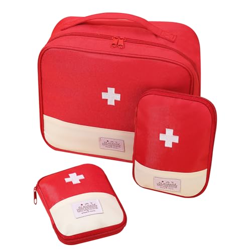 Invalidism 3 Pcs Red First Aid Bag Empty