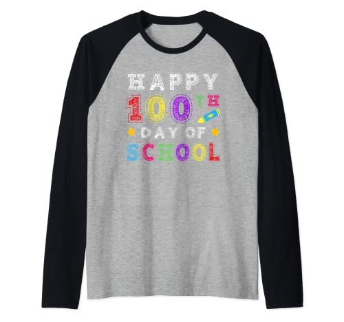 Happy 100th Day of School Teacher or Student 100 Days School Raglan Baseball Tee