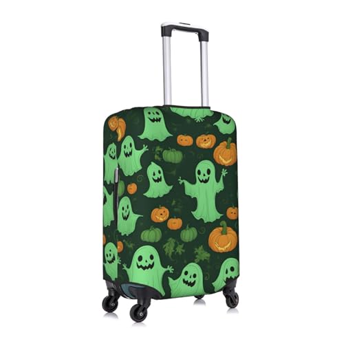 Green Ghost Horror Halloween Pumpkin 2 Tsa Approved Luggage Cover For 18-32 Inch Suitcases Scratch-Resistant Stretch Luggage Cover3