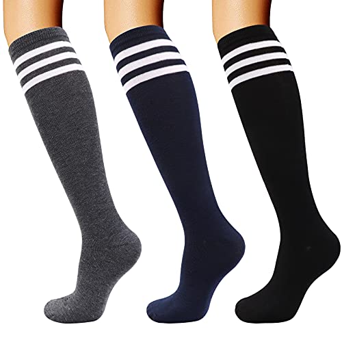 DRESHOW 3 Paar Damen Mädchen Kniestrümpfe Sportsocken Strümpfe Strümpfe Laufsocken Volleyball Cosplay Streifen Strumpf DRESHOW 3 Paar Damen Mädchen Kniestrümpfe Sportsocken Strümpfe Strümpfe Laufsocken Volleyball Cosplay Streifen Strumpf