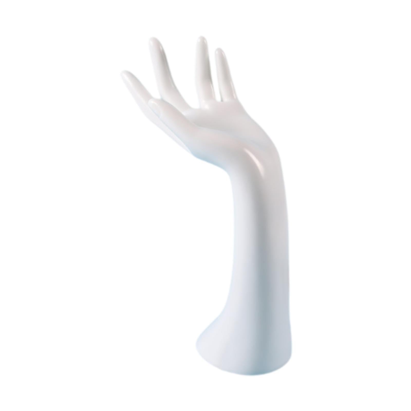 Mannequin main blanc porte-bijoux en vinyle résistant pour bague et bracelet
