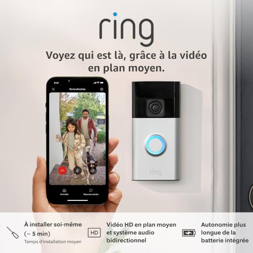 Ring sonnette vidéo sans fil (Battery Video Doorbell) avec vidéo ...