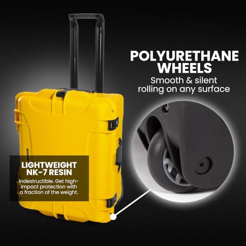 Image of NANUK 960 Empty Hard Case- Waterproof Travel Hard Case with Wheels, 25.4 inch x 20 inch x 14.5 inch, Dustproof and Impact-Resistant, Ideal for Heavy Loads - Yellow