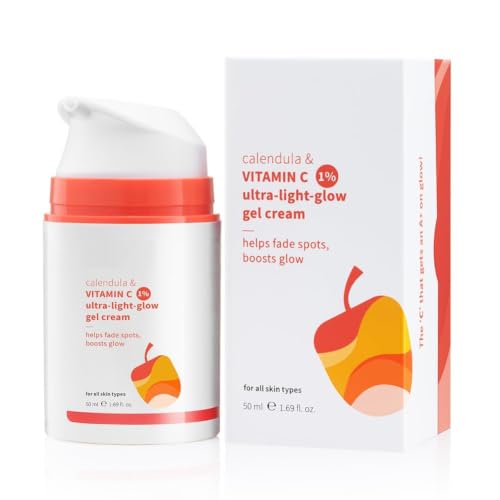 Image of Vitamin C Ultra-Light-Glow Gel Cream with Calendula | Fades Dark Spots, Boosts Glow, Deeply Hydrates | Lightweight, Non-Greasy Face Moisturizer | All Skin Types | for Women and Men | 50g