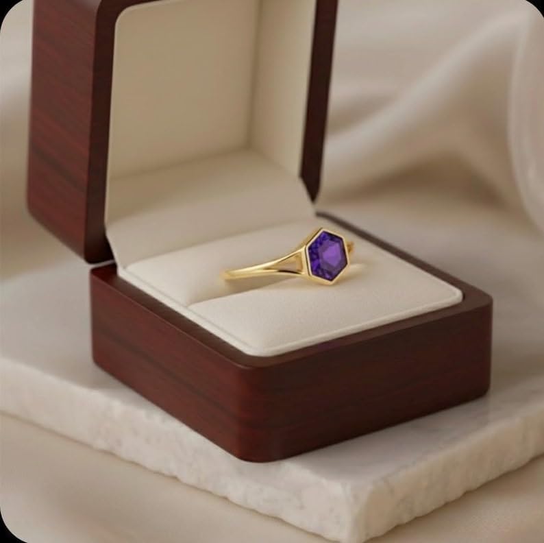 14K Gold And Rose Gold Plated Over Sterling Silver Amethyst Gemstone Valentine day for Women Ring Handmade Jewelry GMR39