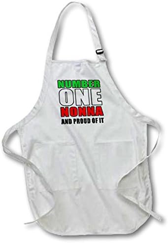 3dRose Number One Nonna and Proud of It - Delantal de longitud completa, 22.0 x 30.0in, blanco, con bolsillos (abr_223829_1)