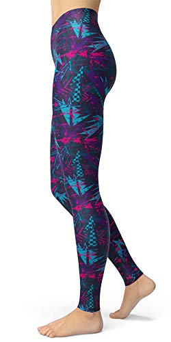 Image of sissycos Women's 80s Leggings Neon Artistic Splash Printed Buttery Soft Stretchy Pants