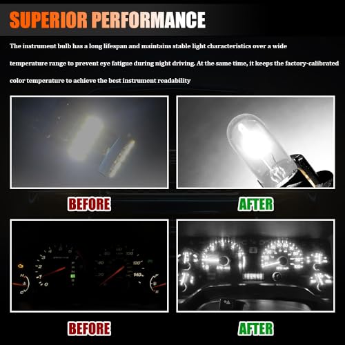 20 bombillas LED T5 para coche, interior tablero 12V miniatura 6