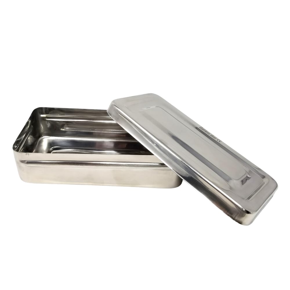 Stainless Steel Artist Supply Storage Box With Removable Lid Container Portable Tray Designed to Store & Hold Art Supplies Paints, Markers, Pencils,