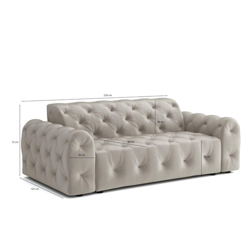 Sofa 3 Sitzer Candi 230x107 cm - Chesterfield Sofas & Couches - Modern und Elegant Couch für Wohnzimmer, Heimkino, Gästezimmer, Büro - Groß und Komfortabel im Retro Stil