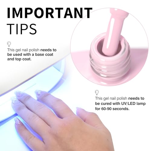 Image of CANNI 9ml Soft Peach Pink Gel Nail Polish, High Gloss UV LED Soak Off Gel