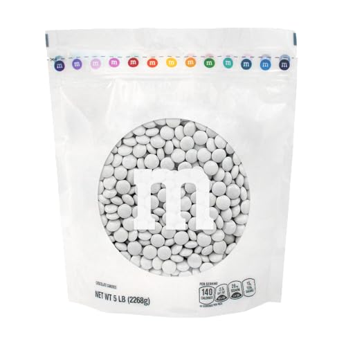 M&M’S WORLD White Milk Chocolate Candy, 5 lbs Resealable Pack, Bulk Candy for Party Favors, Weddings, Birthdays, Easter & Graduations
