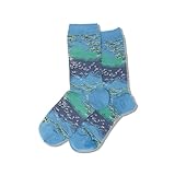 Hot Sox Monet Waterlillies Trouser Sock, sock size 9-11,Blue