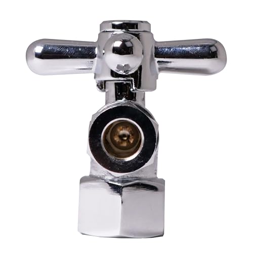 Westbrass 1/4-Turn Cross Handle Angle Stop, 1/2\" IPS x 3/8\" OD, Polished Chrome, D103BX-26