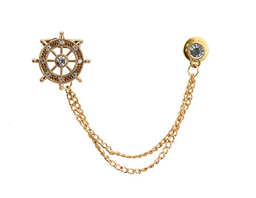 Knighthood Gold Wheel with Swarovski Lapel Pin Badge Coat Suit Wedding Gift Party Shirt Collar Accessories Brooch for Men Golden