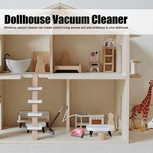 Miniatur Staubsauger f&uuml;r Puppenhaus, Deko Staubsauger im Ma&szlig;stab 1:12 aus Metall f&uuml;r die Puppenhaus Einrichtung (Rosa)