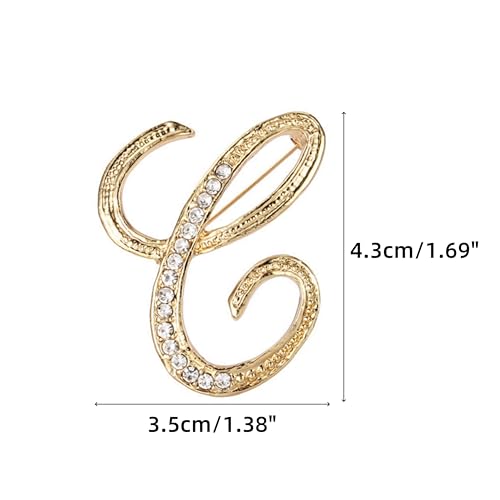 Image of Rhinestone Initial Brooch Pin for Women, Alphabet Gold Letter Brooch A-Z with Crystal, Metal Pin for Hat Bag Dress Suit Accessory for Men