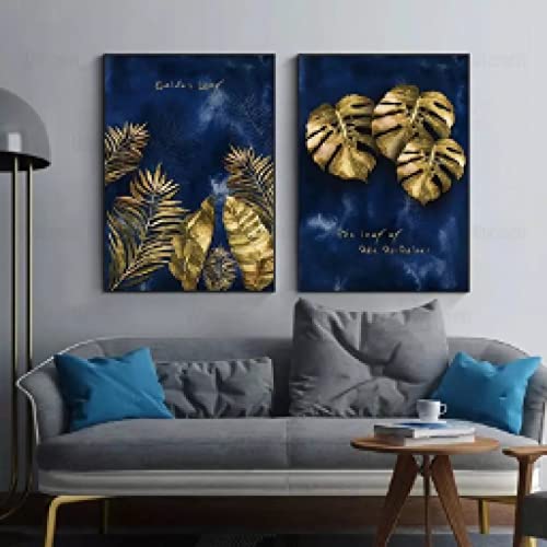 Plante tropicale affiches feuilles d'or triptyque 30x45cm