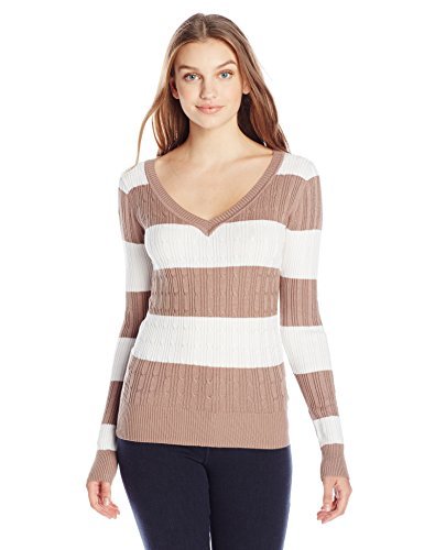 Derek Heart Juniors' Long-Sleeve V-Neck Stripe Sweater