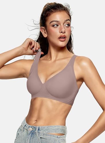 Image of OEAK Womens Jelly Bras Wireless Deep V Bralette Comfy Push Up Tshirt Bras