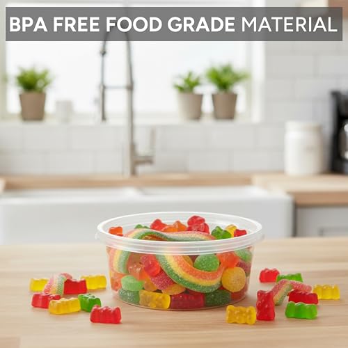 AVLASH® 25 Pack- 250ml / 8oz Round Stackable Plastic Food Container Set With Lids - Reusable, Leakproof, Dishwasher & Microwave Safe, BPA Free Containers (25)